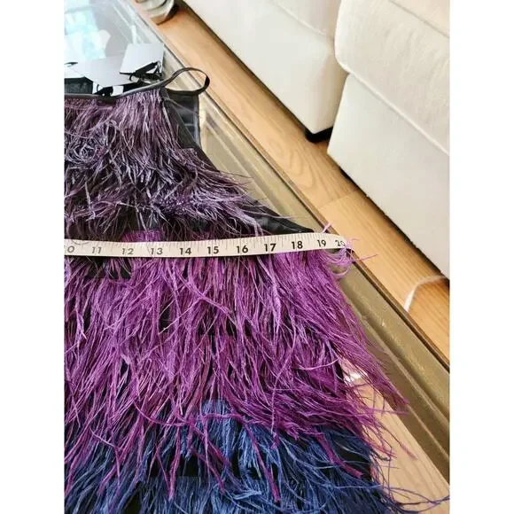 Cynthia Rowley Ivy Ombre Ostrich Feather Dress Sz M RETAIL $795 NWT - Picture 6 of 10
